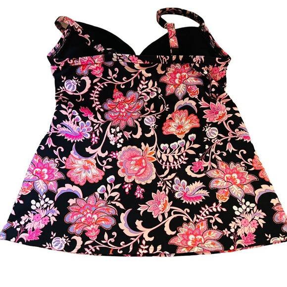 Lands End V-Neck Wrap Underwire Tankini Swimsuit Twilight Floral Size 32DD/34D - Picture 6 of 6